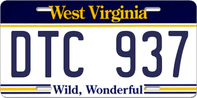 WV license plate DTC937