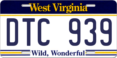 WV license plate DTC939