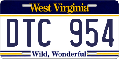 WV license plate DTC954