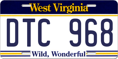 WV license plate DTC968