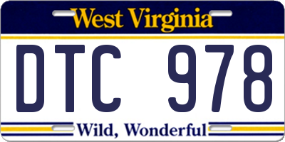 WV license plate DTC978