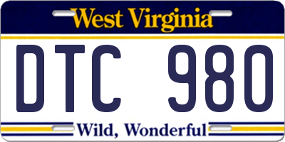 WV license plate DTC980