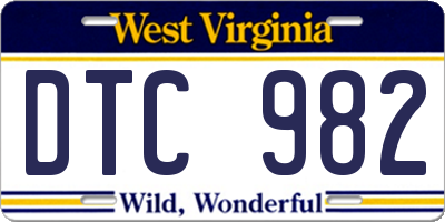 WV license plate DTC982
