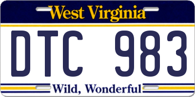 WV license plate DTC983