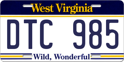 WV license plate DTC985