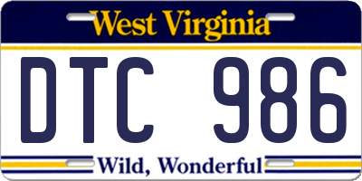 WV license plate DTC986