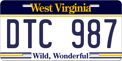 WV license plate DTC987