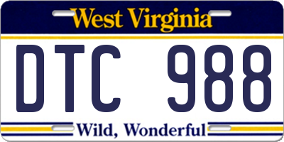 WV license plate DTC988