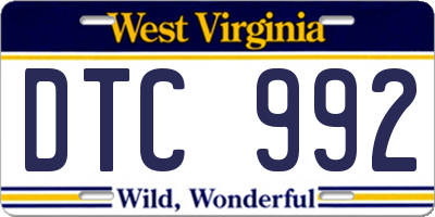 WV license plate DTC992