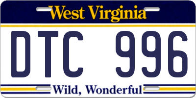 WV license plate DTC996
