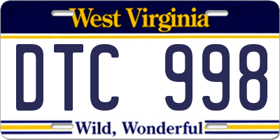WV license plate DTC998