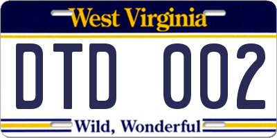 WV license plate DTD002