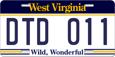 WV license plate DTD011