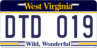 WV license plate DTD019