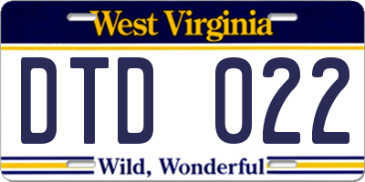 WV license plate DTD022