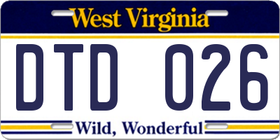 WV license plate DTD026