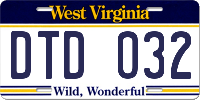 WV license plate DTD032