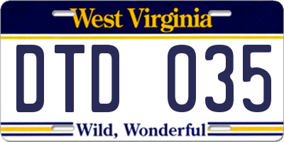WV license plate DTD035