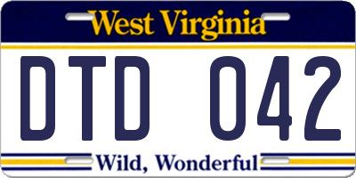 WV license plate DTD042