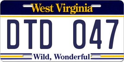 WV license plate DTD047