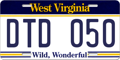 WV license plate DTD050