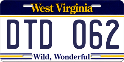 WV license plate DTD062