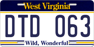 WV license plate DTD063
