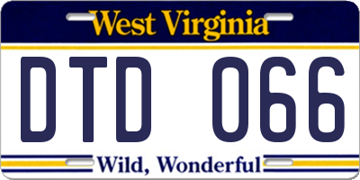 WV license plate DTD066