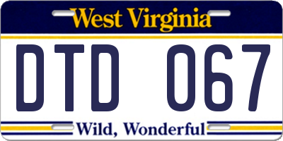 WV license plate DTD067