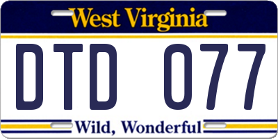 WV license plate DTD077