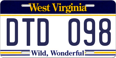 WV license plate DTD098