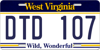 WV license plate DTD107