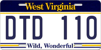 WV license plate DTD110