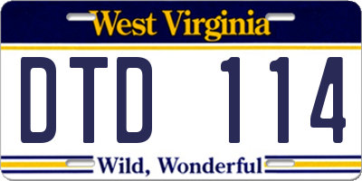 WV license plate DTD114