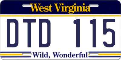 WV license plate DTD115