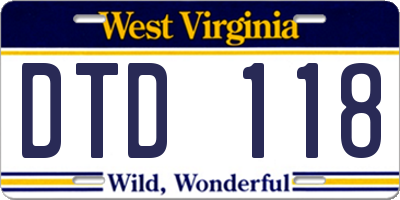 WV license plate DTD118