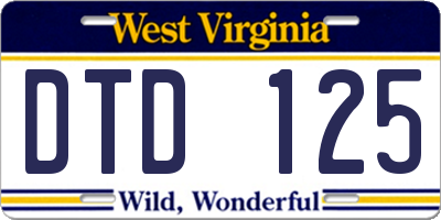 WV license plate DTD125