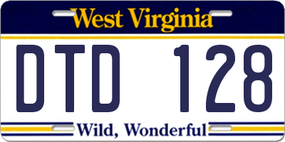 WV license plate DTD128