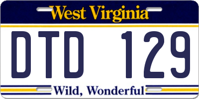WV license plate DTD129