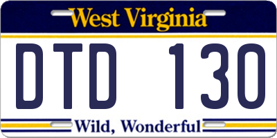 WV license plate DTD130