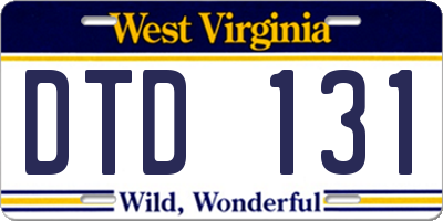 WV license plate DTD131