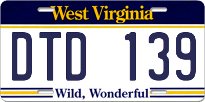 WV license plate DTD139