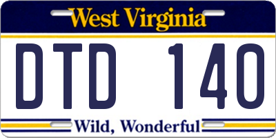 WV license plate DTD140