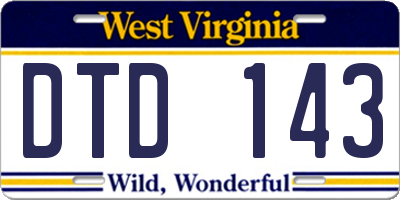 WV license plate DTD143
