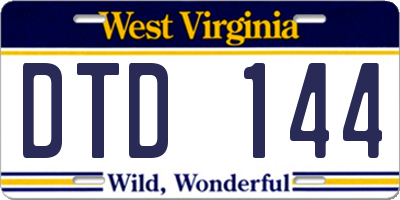 WV license plate DTD144