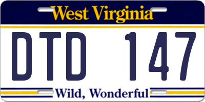 WV license plate DTD147