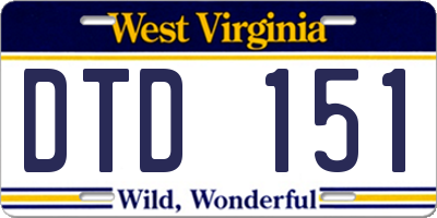 WV license plate DTD151