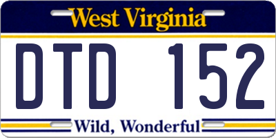 WV license plate DTD152