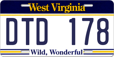 WV license plate DTD178