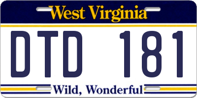 WV license plate DTD181